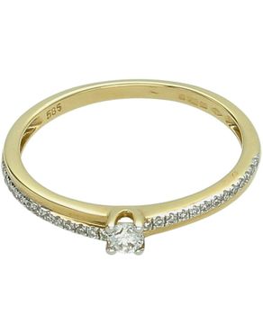 Pierścionek zaręczynowy złoty 585 z diamentami   Diament 0,10 ct + 26 diamentów  Certyfikat diament.jpg